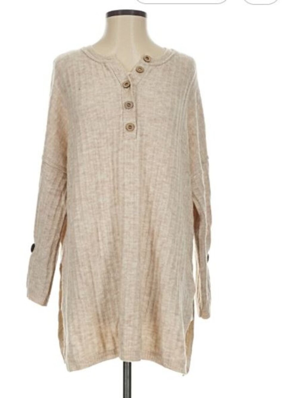 Intimately Free People Around the Clock Oversized Sweater Rib Knit Small Oatmeal - Picture 4 of 10